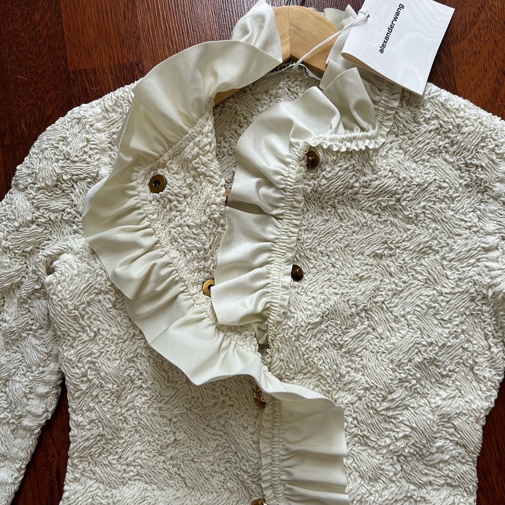 NWT Alexander Wang Smocked Ruffle Long Jacket Dress S - Picture 13 of 17
